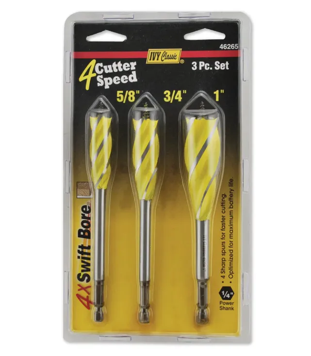 3 Pc Set-Swift Bore 4-Cutter Auger Bit