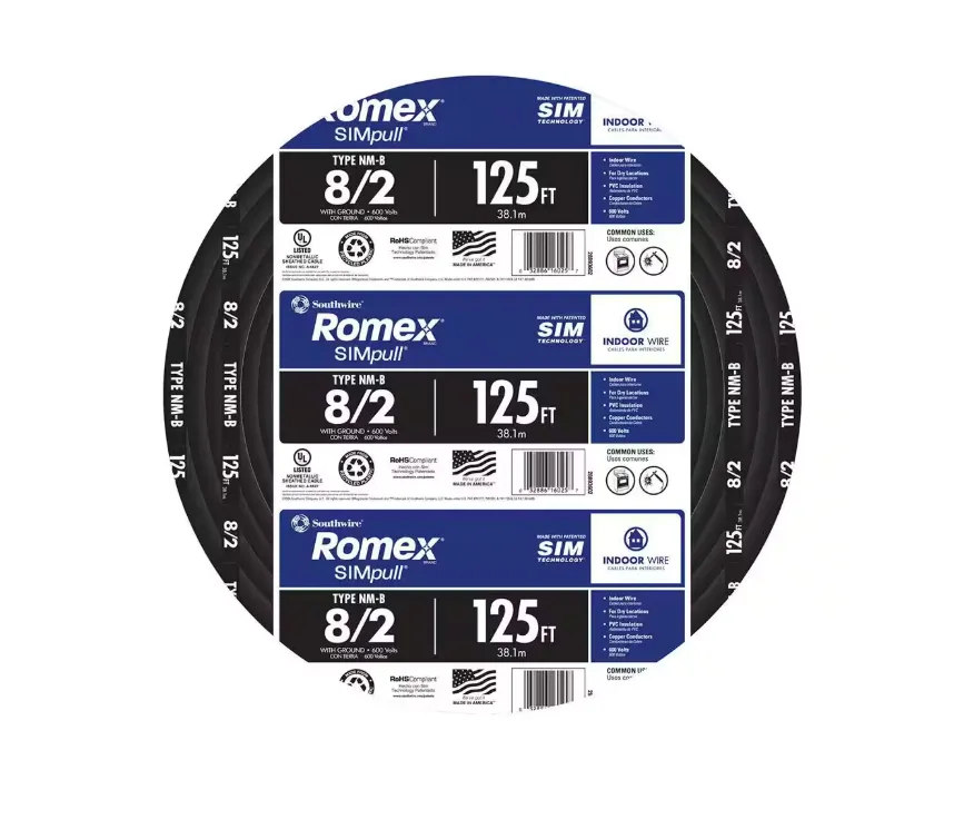 125FT 8/2 SOLID REMEX SIM PULL CU NM-B B/G WIRE