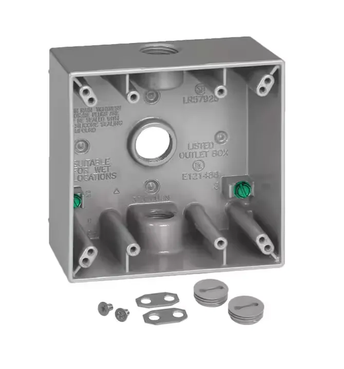2-GANG 3 HOLES 1/2" GRAY WEATHERPROOF BOX