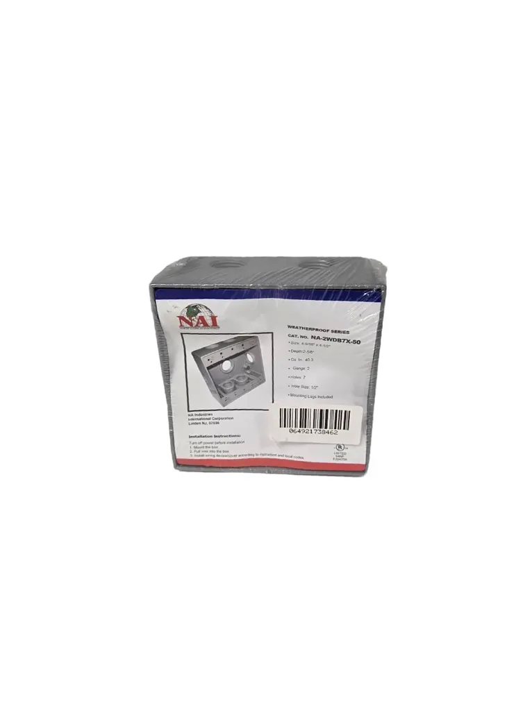 2-GANG 7 HOLES 1/2" GRAY WEATHERPROOF BOX 2WDB7X-50-GR