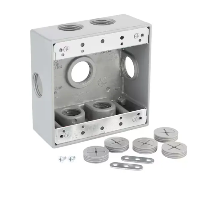 2-GANG 7 HOLES 3/4" GRAY WEATHERPROOF BOX 2WDB7X-75