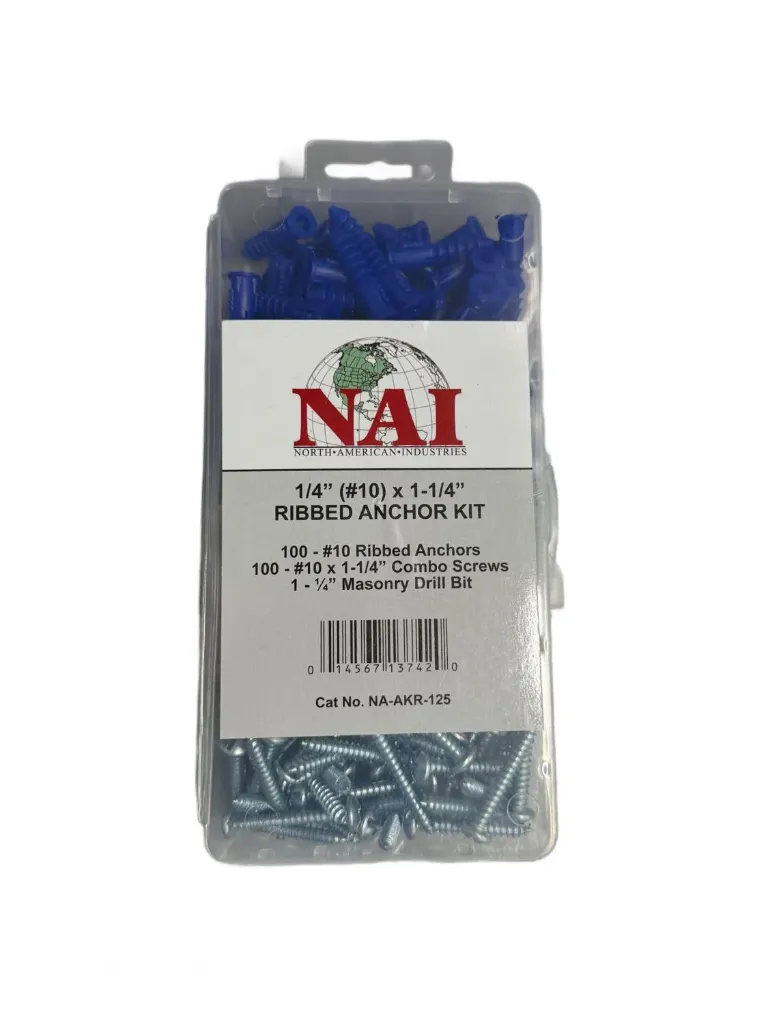 [PAK 1-1/4" R] 1-1/4" RIBBED PLASTIC ANCHOR KIT / DRILL BIT