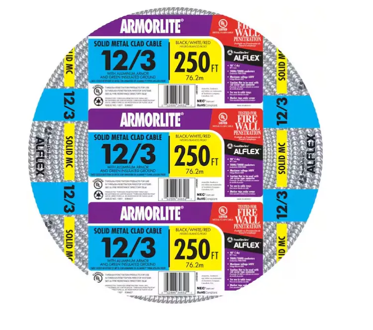 BX 12/3 MC WHITE ALUMINUM (250FT)