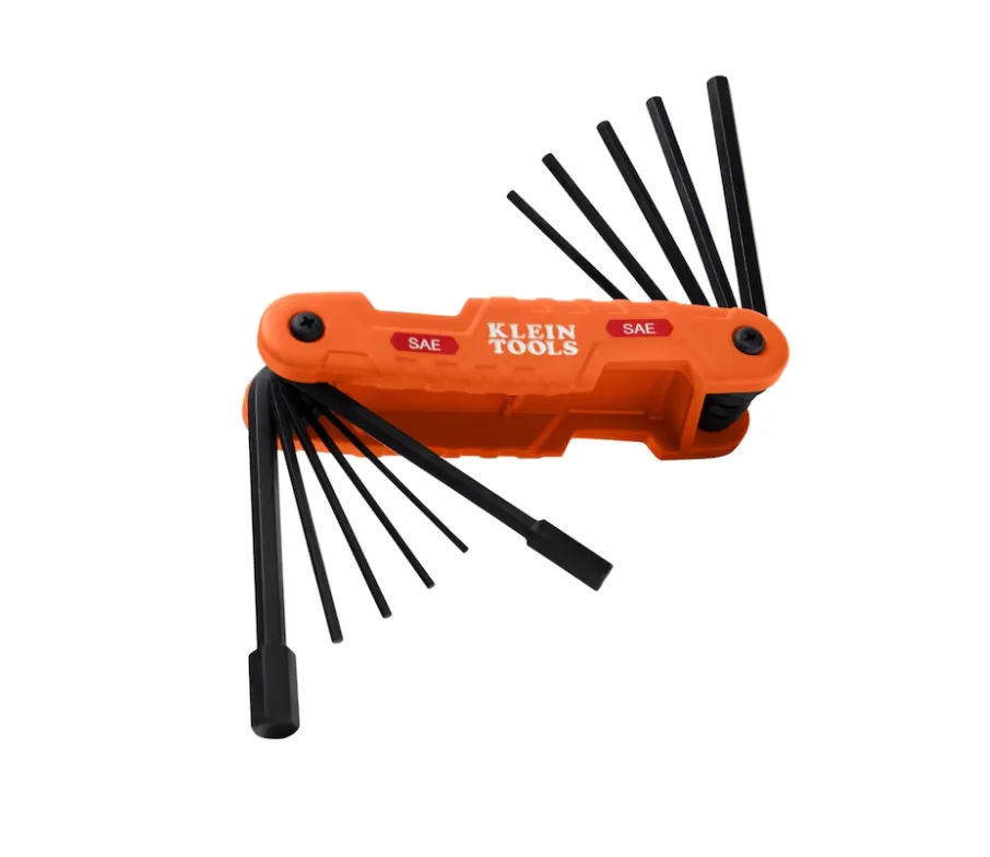 [KLEIN 70550] PRO FOLDING HEX KEY SET, 11-KEY, SAE SIZES..