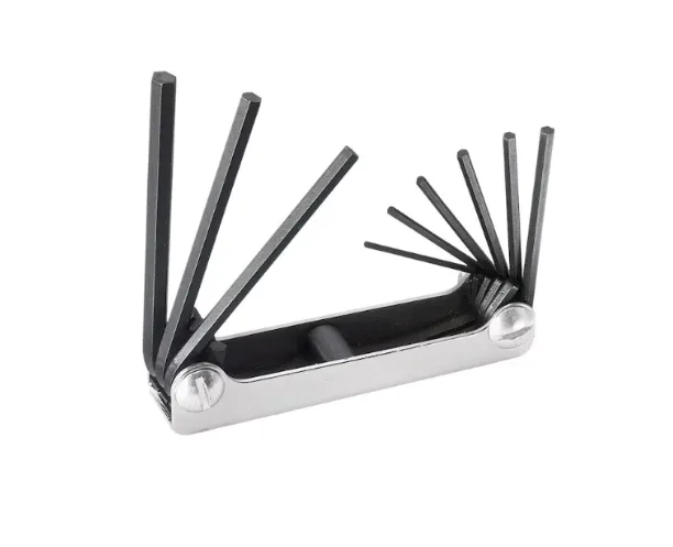 Folding Hex Key Set, 8-Key, SAE Sizes.