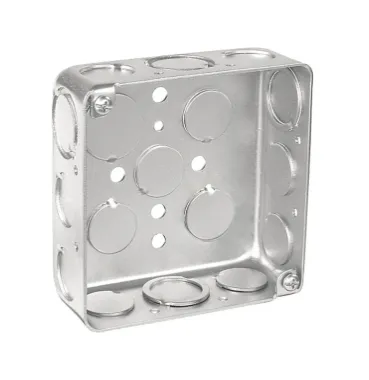4" SQUARE DRAWN BOX 1-1/2" DEEP WITH RAISED EARTH GROUNDING, 1/2"KOS